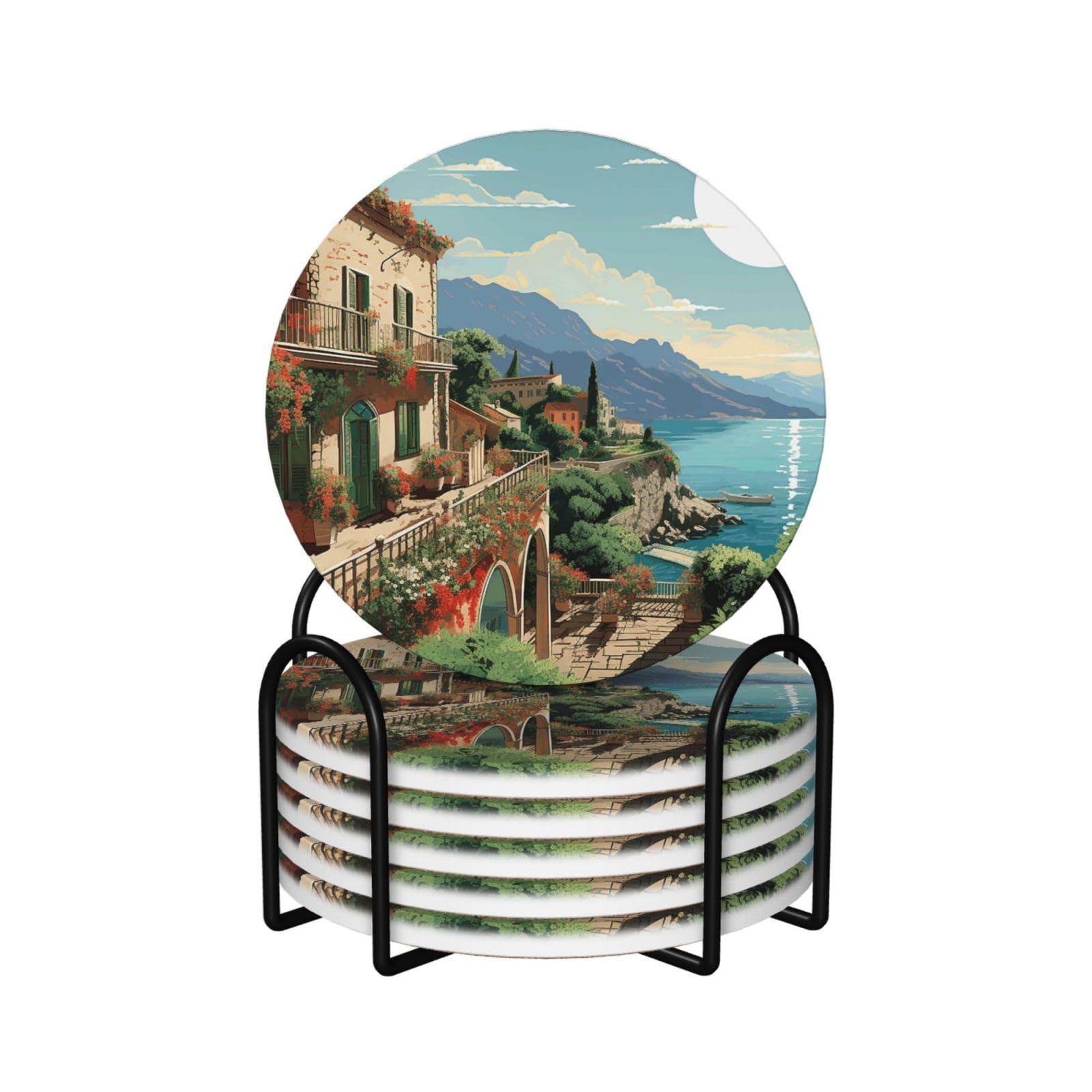 Dessous de verre en céramique et liège décoratif, protection premium pour verres