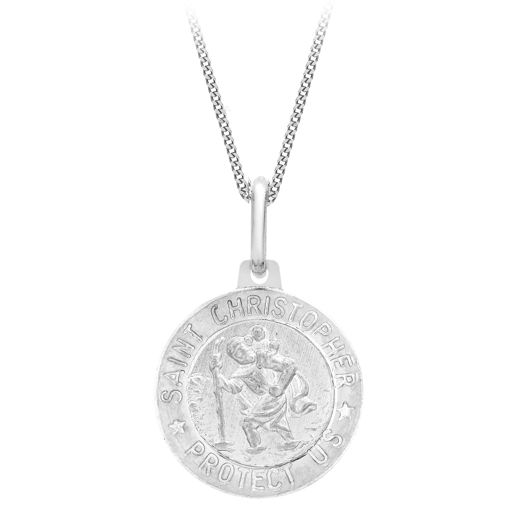 Carissima Gold damski 9-karatowy biały złoty medalik Św. Krzysztofa na łańcuszku naszyjnik o długości 46 cm