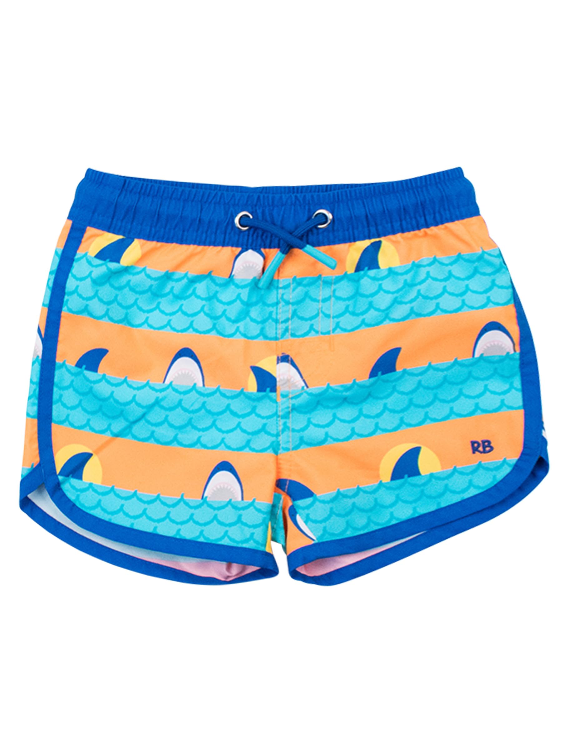 RUGGEDBUTTS Boys UPF50+ Sun Protection Dolphin Hem Swim Trunks