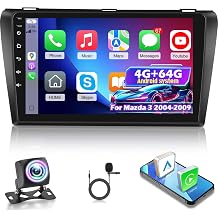 [4+64G] NHOPEEW Car Radio for Mazda 3 2004-2009 with Wireless Carplay and Android Auto - 9 Inch Touchscreen Android Car Stereo - EQ Audio/GPS Navigation/WiFi/SWC/Bluetooth + AHD Backup Camera