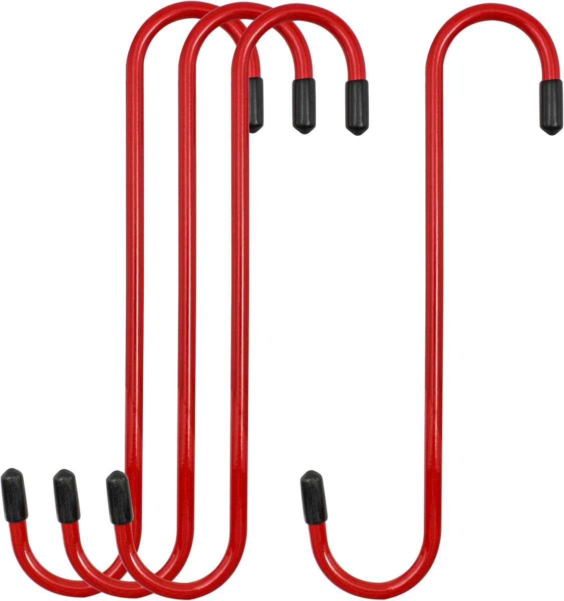 4LIFETIMELINES Brake Caliper Hanger Hooks, Durable Steel, Red Powder Coated with Rubber Tips, for Automotive Work on Brake Axle and Suspesion Systems - 4 Pack