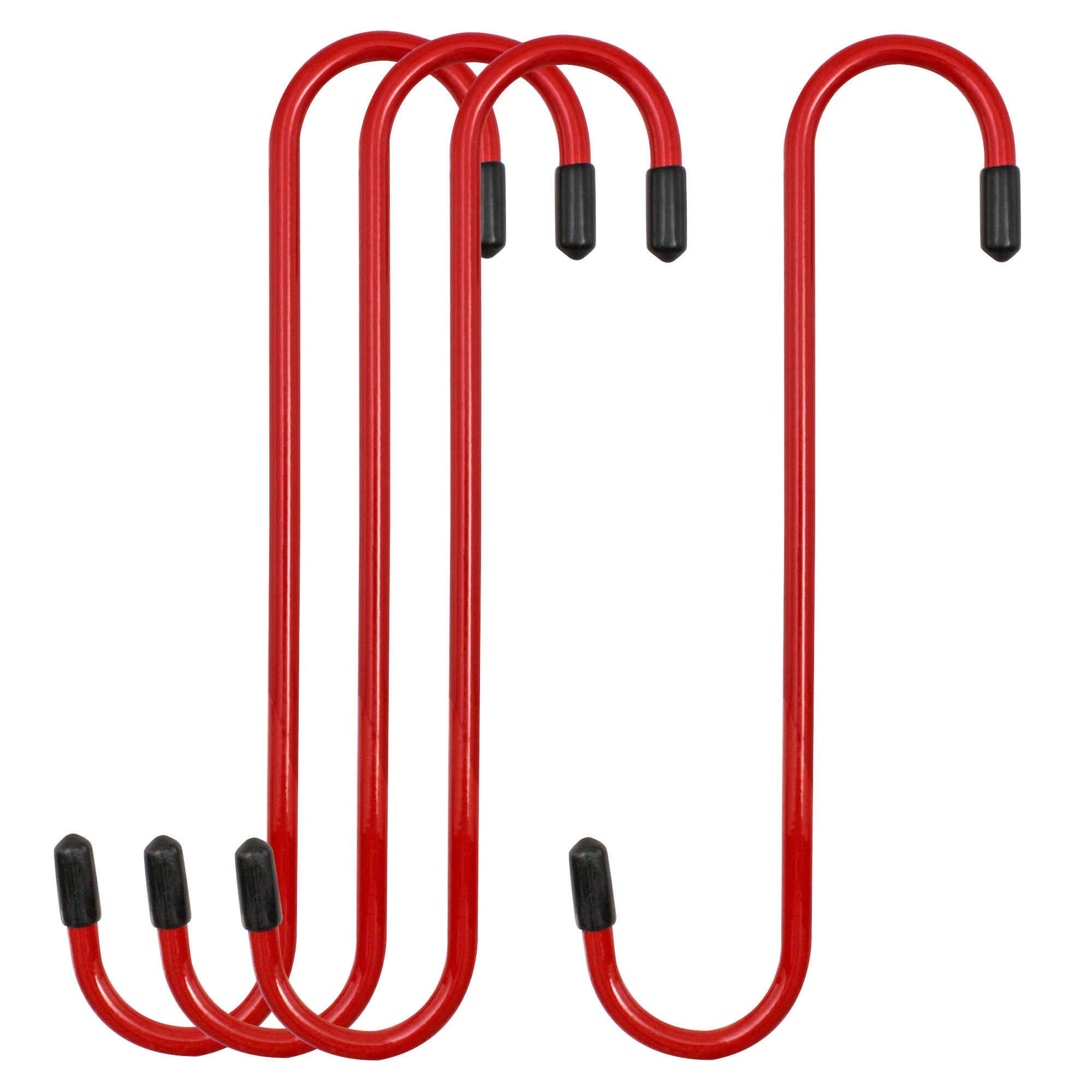 4LIFETIMELINES Brake Caliper Hanger Hooks, Durable Steel, Red Powder Coated with Rubber Tips, for Automotive Work on Brake Axle and Suspesion Systems - 4 Pack