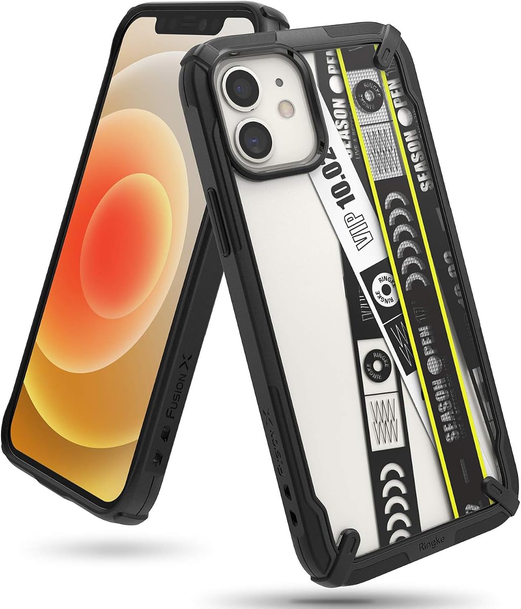 Ringke Fusion-X Compatible con iPhone 12 Mini Funda, Diseño Estampado Funda de TPU Avanzada Resistente para teléfono - Ticket Band