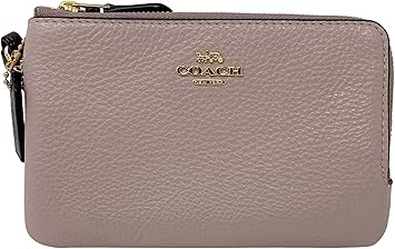 coach double corner zip wristlet in pebble leather