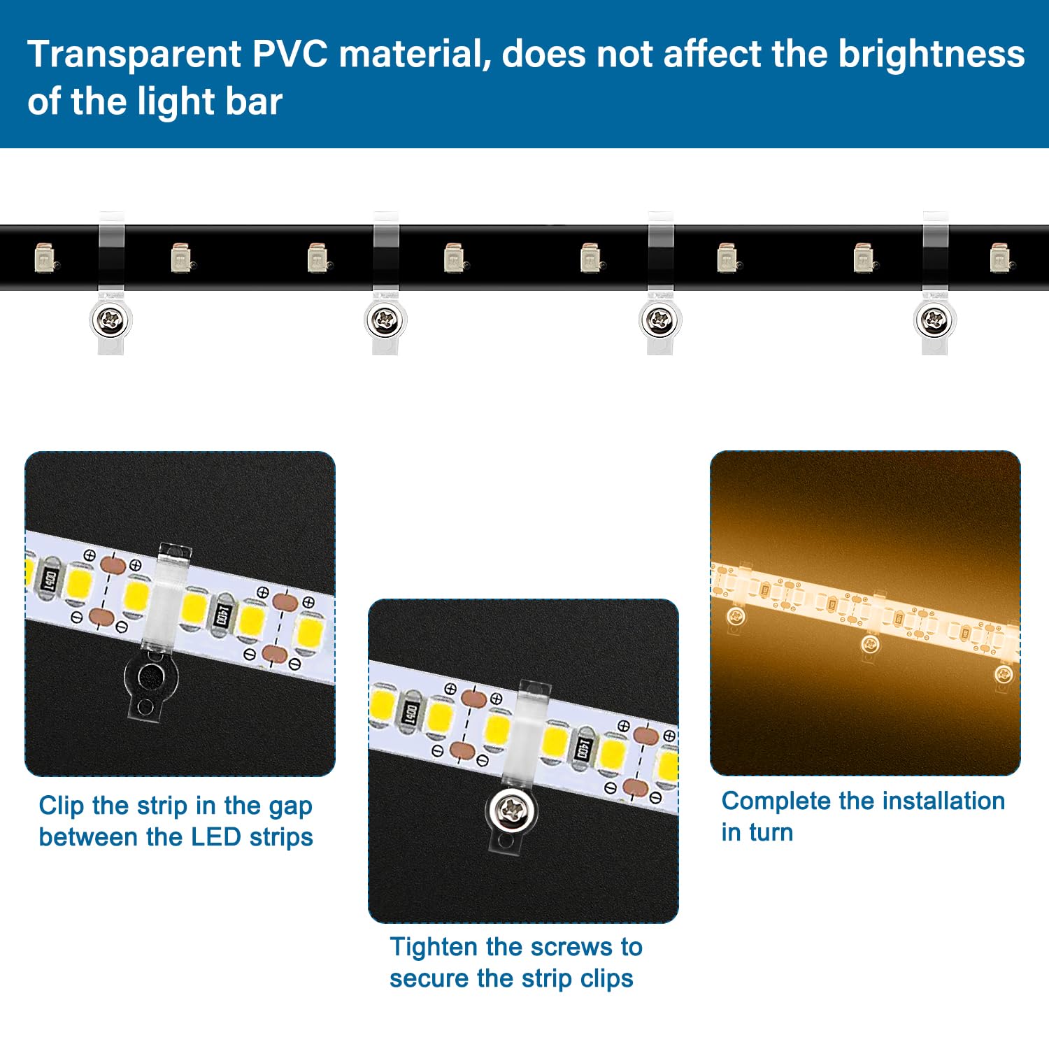 VooGenzek 200 PCS 10mm Light Strip Clips, LED Strip Light Mounting Clips, Strip Light Mounting Brackets, with Screws - Image 4