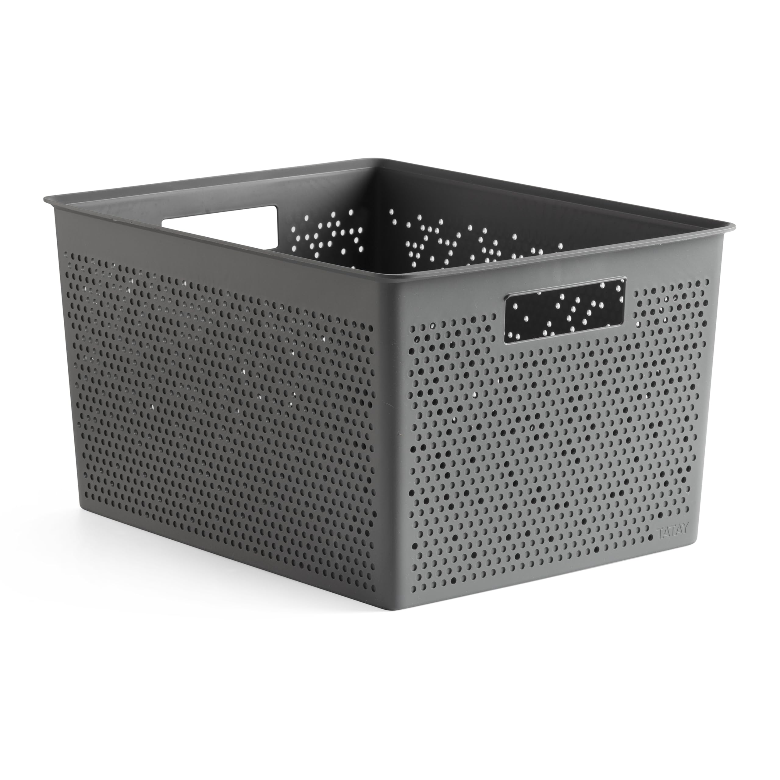 TATAY Rectangular Organiser Box 20L Bohol, Polypropylene, BPA Free, 100% Recycled Plastic. Anthracite Grey. Measures 30 x 39 x 21,5 cm