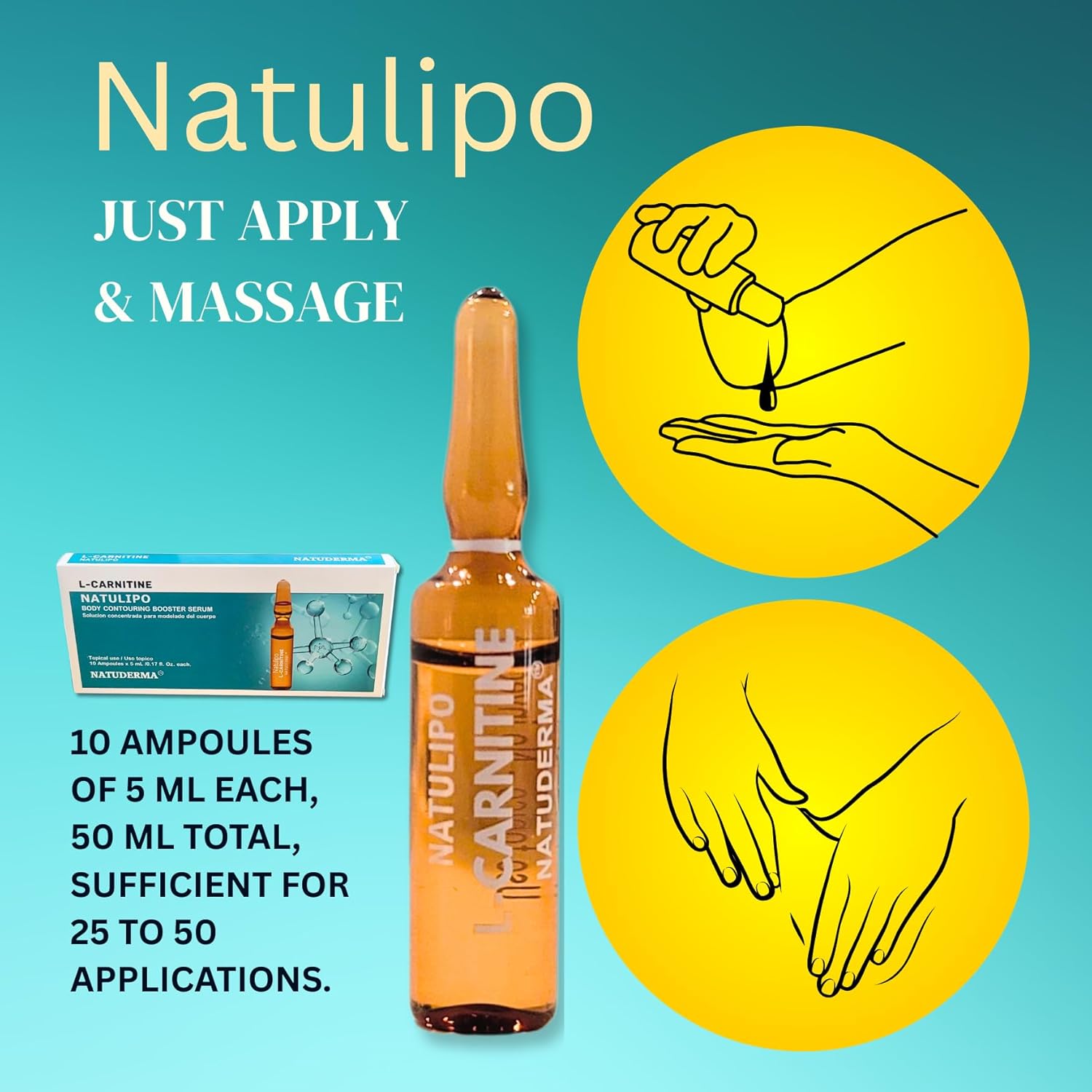 L-Carnitine Body Sculpting Serum - Professional Cosmetic Ampoules for External Use - 10 x 5ml Glass Vials Made in Spain