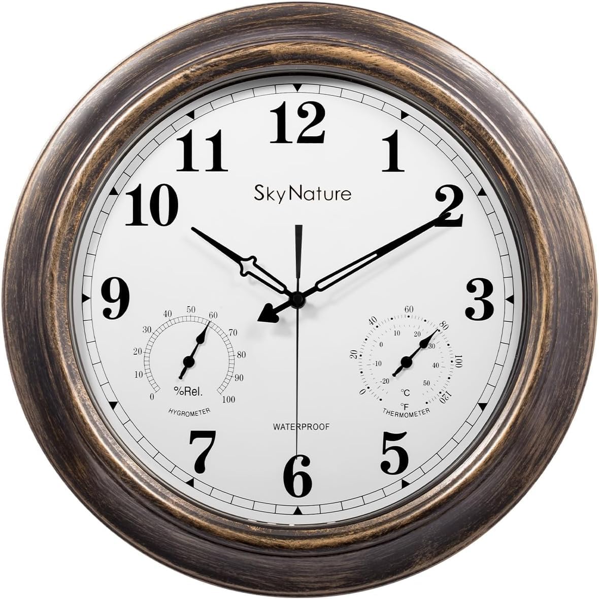 Horloges d'extérieur étanches de 45 cm avec thermomètre intégré pour terrasse