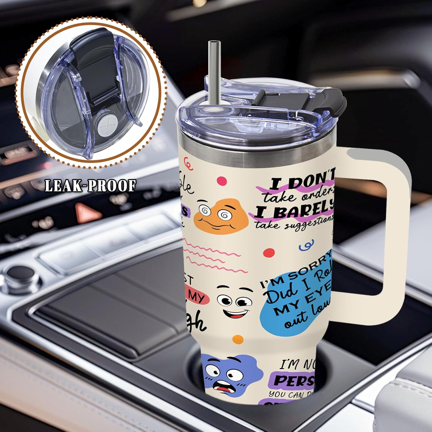 DUUV 40 Oz Funny Tumbler with Handle and Lid, Motivational Saying Cup for Work Office Coworkers, Encouragement Gifts for Birthday Christmas, 1PCS - Image 6