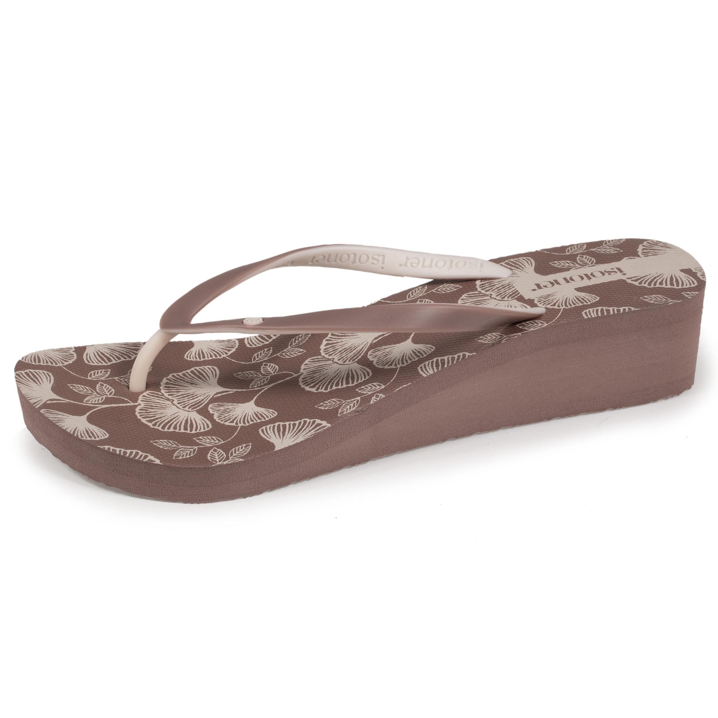 Isotoner Tongs femme à talon 4 cm — taupe, taille 37 EU