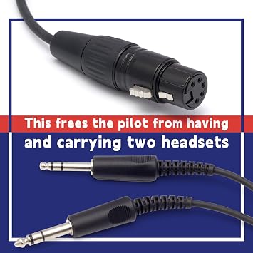 Upgraded Aviation Headset Adapter Cable for Airbus XLR 5Pin Connector to General Aviation GA Twin Plug Female Jack Pilot Aviation Headphone Cable Black