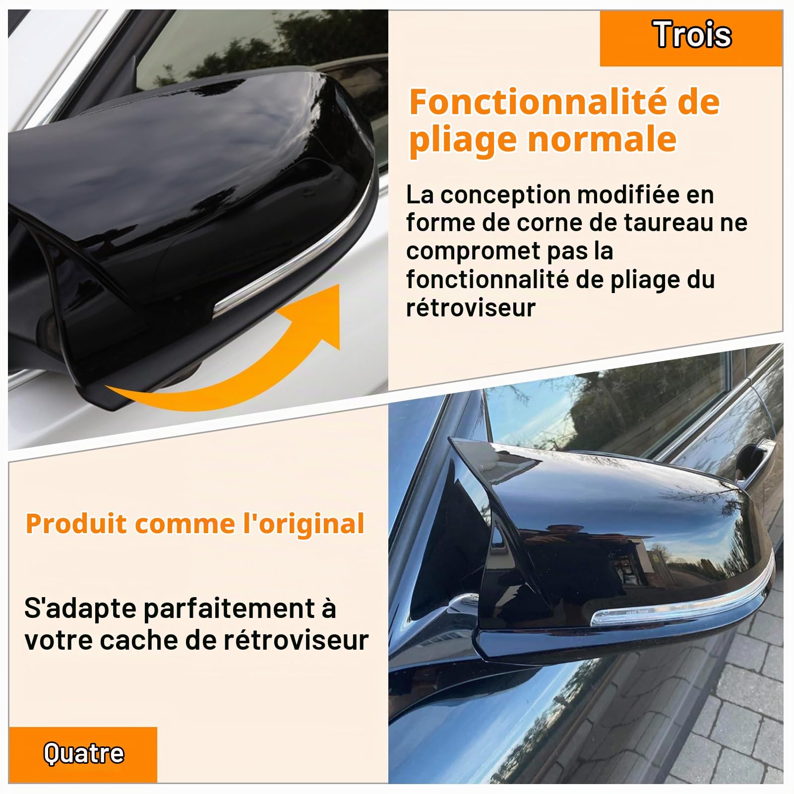 pour Coque Retroviseur F20 F21 F22 F23 F87 F30 F31 F34 F32 F33 F36 | Coque de Rétroviseur Compatible avec bmw série 1 2 3 4 i3 i01 x1 E84 Capuchon de Rétroviseur Gauche+Droite-Noir Brillant