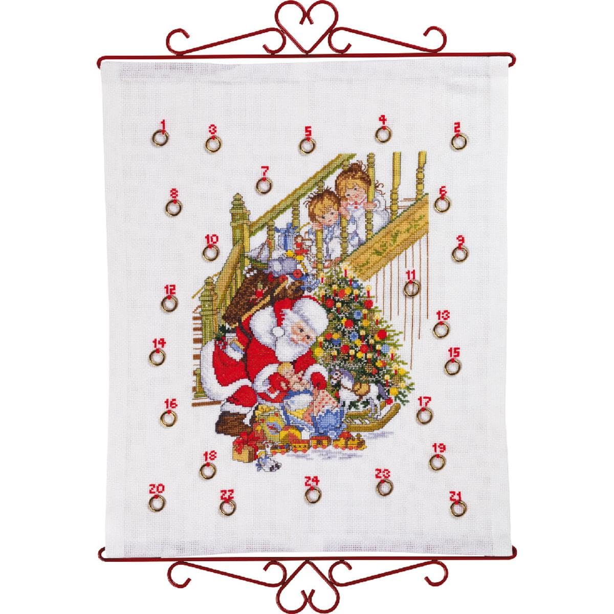 MARUSSIA Eva Rosenstand - Set di arazzo da parete con calendario dell'Avvento, Babbo Natale con bambini, 40 x 50 cm