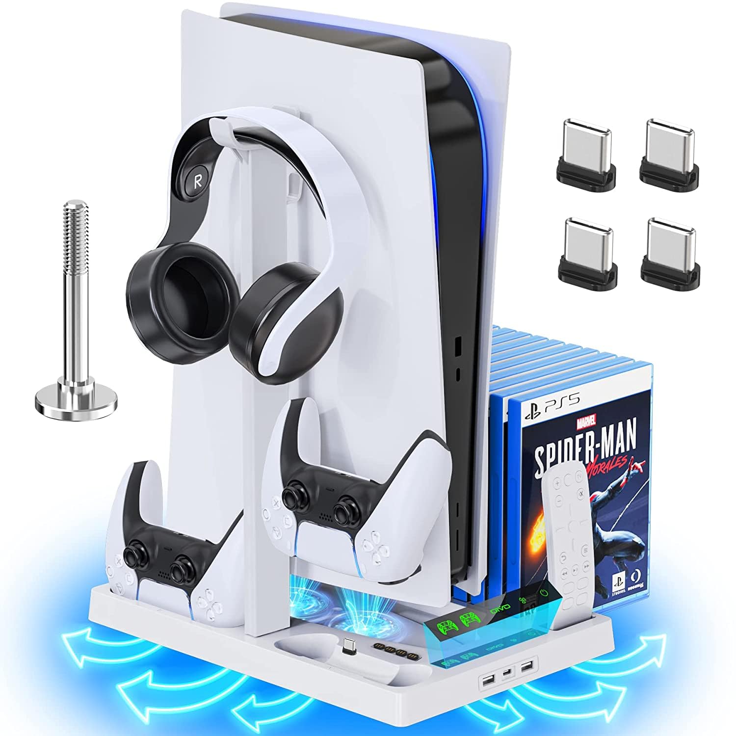 DKD Cooling Stand With Controller Charger,Cooling Station With 3-Level Speeds Cooling Fan, Controller Charging Dock With 15 Game cds Organizer&Headset Holder For PS 5 Console (B0CNXHFYBM) Amazon Price History, Amazon Price Tracker
