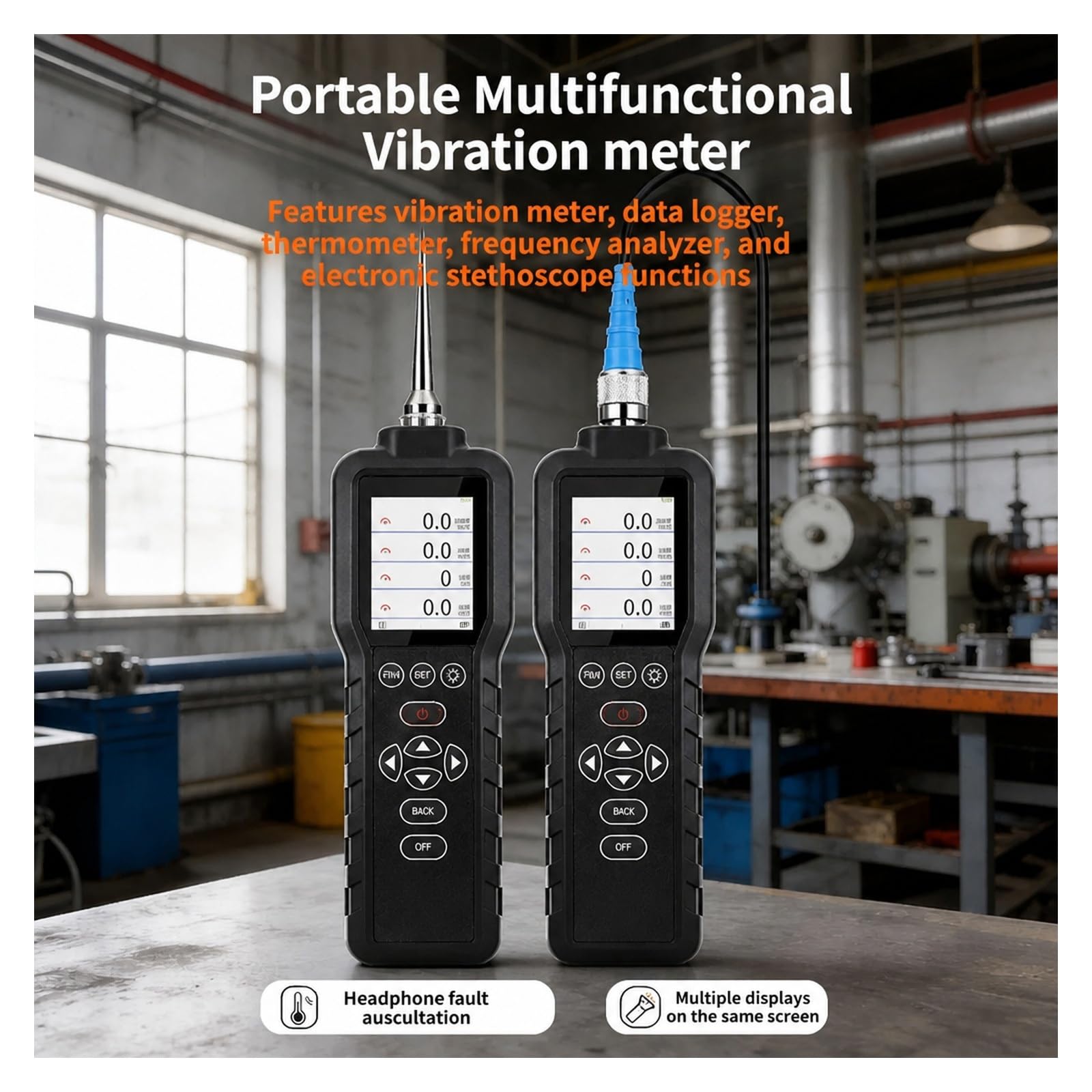 medidores de vibración, Instrumento De Inspección Vibraciones Recargable VC63D Pro