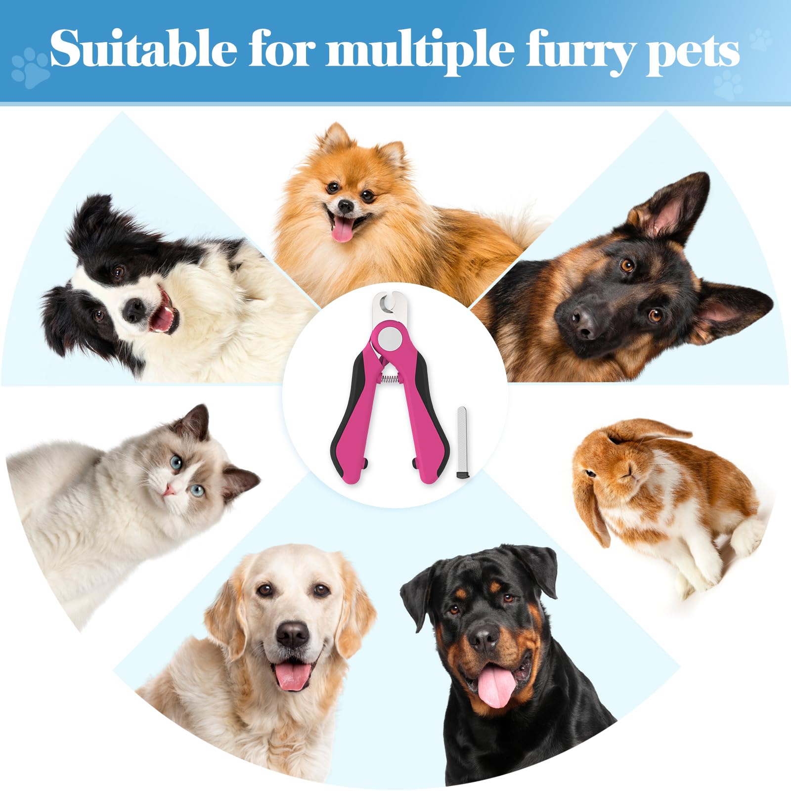 Swihauk Heavy Duty Dog Nail Clippers and Trimmers, Professional Pet Nail Clippers with Nail File for Dogs Cats Small Animal, Claw Clippers with Safety Guard to Prevent Over-Cutting, Pink - image 8