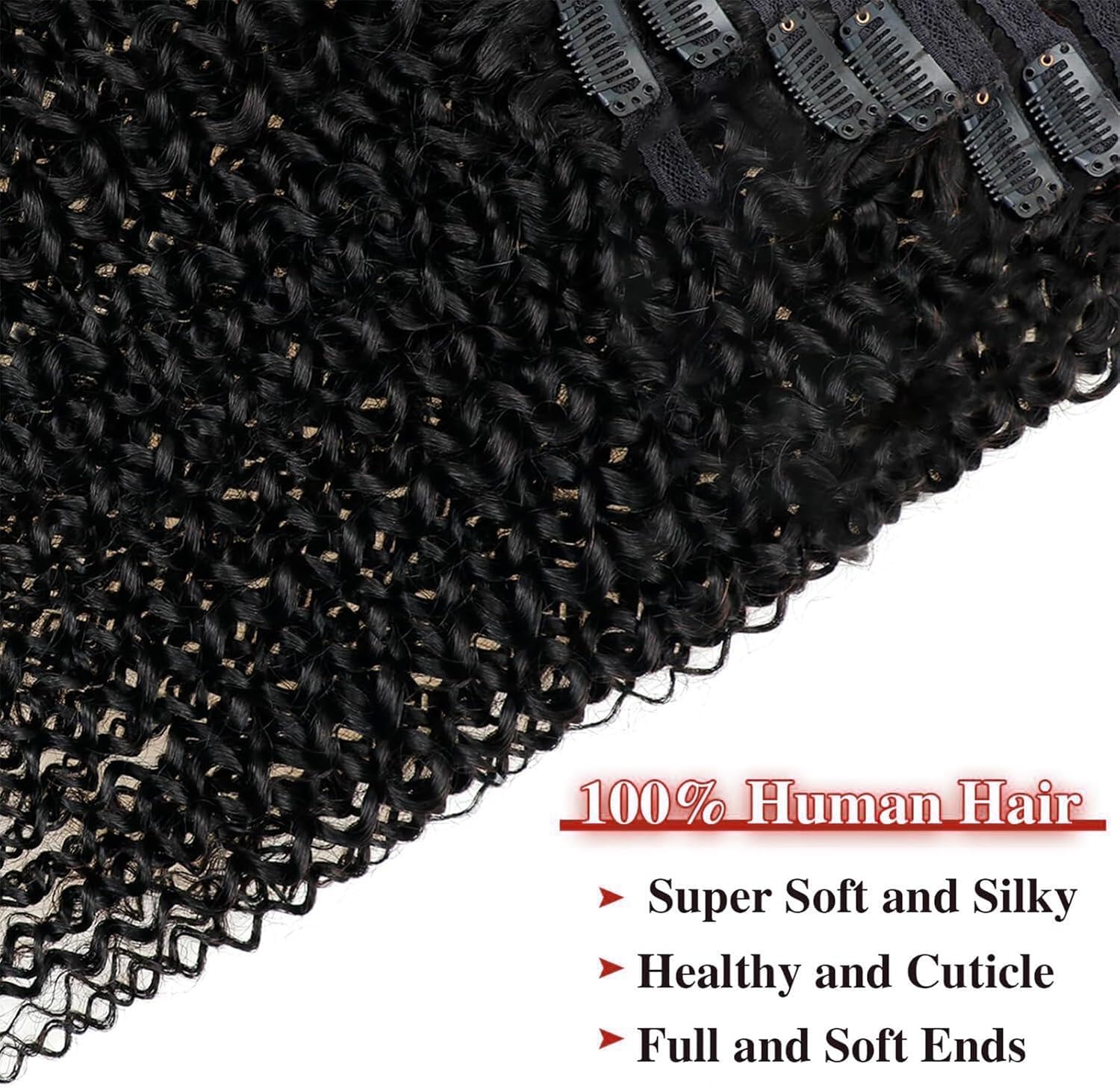 Datanala Kinky Curly Clip in Hair Extensions 8Pcs/lot 120g With 18 Clips 14Inch Brazilian Virgin Kinky Curly Clip in Hair Extension Real Human Hair Natural Black Color For Black Women - Image 4
