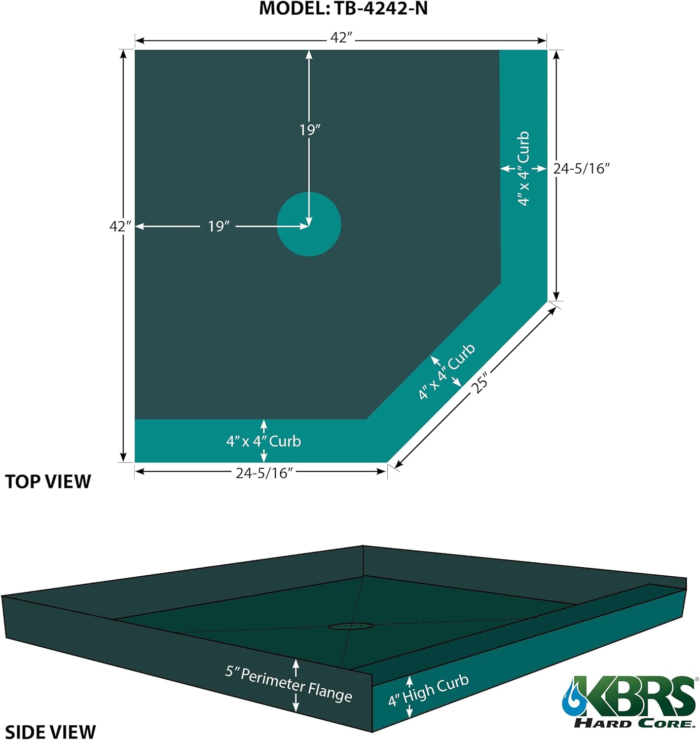 42" X 42" (Neo-Angle) Ready-to-Tile Shower Base