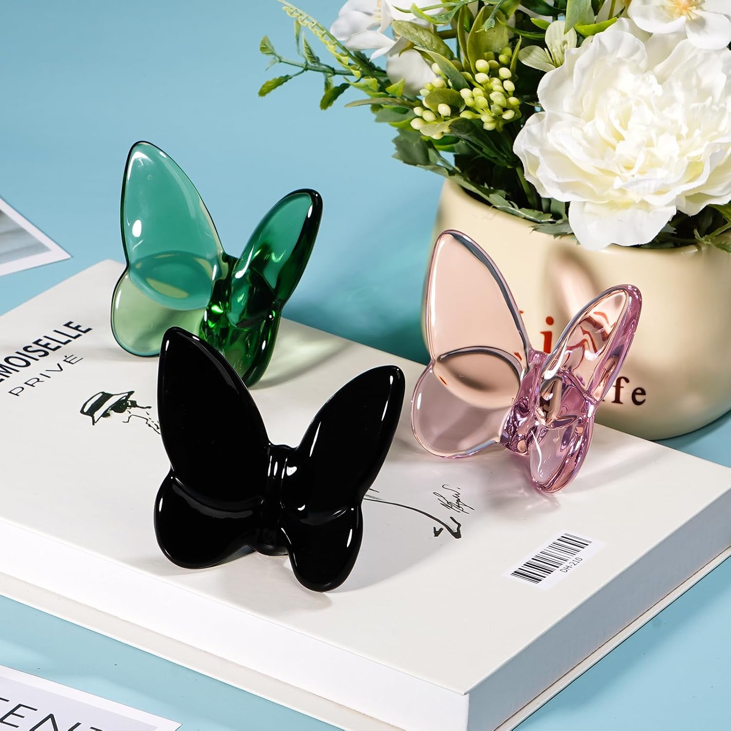 Lioaeust Crystal Butterfly Figurines,Flying Butterfly Figurine Decor Crystal Cut Glass Butterfly Ornament Statue Animal Collectible Home Ornament Decor image 4