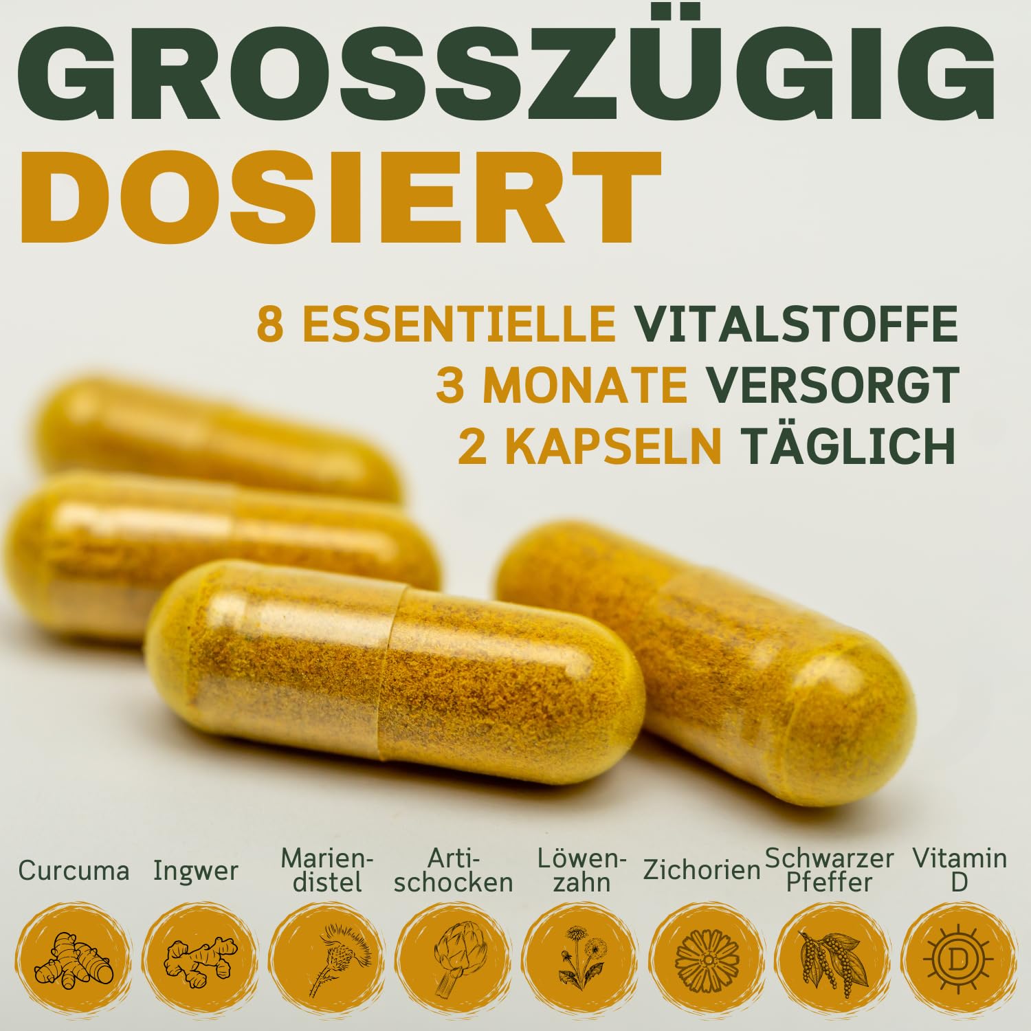 Leber-Kur für 3 Monate 180 Kapseln, 8-Fach-Komplex Mariendistel Kapseln hochdosiert mit 80% Silymarin Artischocke, Löwenzahn, Curcuma, Ingwer, Vegan & Laborgeprüft + Gratis-Geschenk