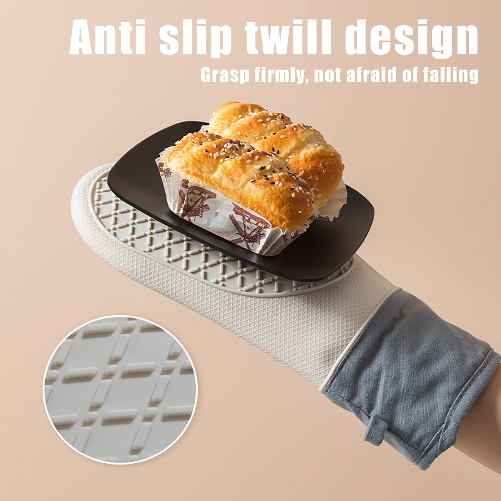 Guantes de horno de silicona, guantes de horno de cocina, guantes de horno de cocina con forro acolchado, alta resistencia al calor 500 grados, naranja, par de