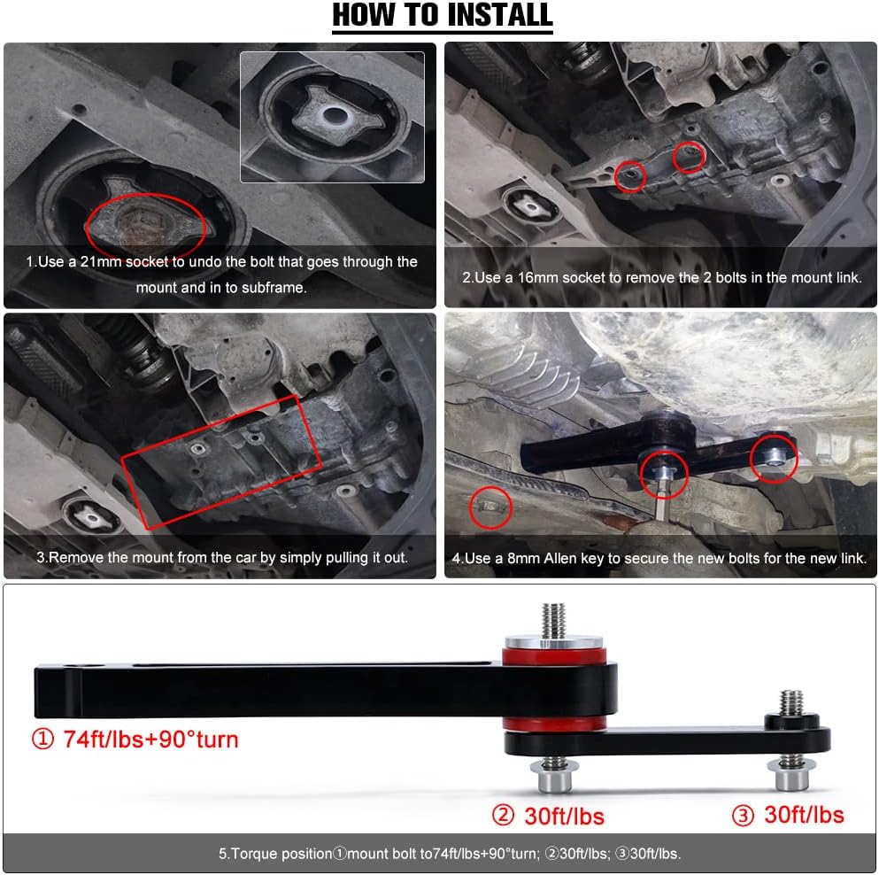 Pendulum Mount Dog Bone Engine Mount Kit Compatible with VW GTI Golf Audi TT MK5 2006-2009 2.0TSI
