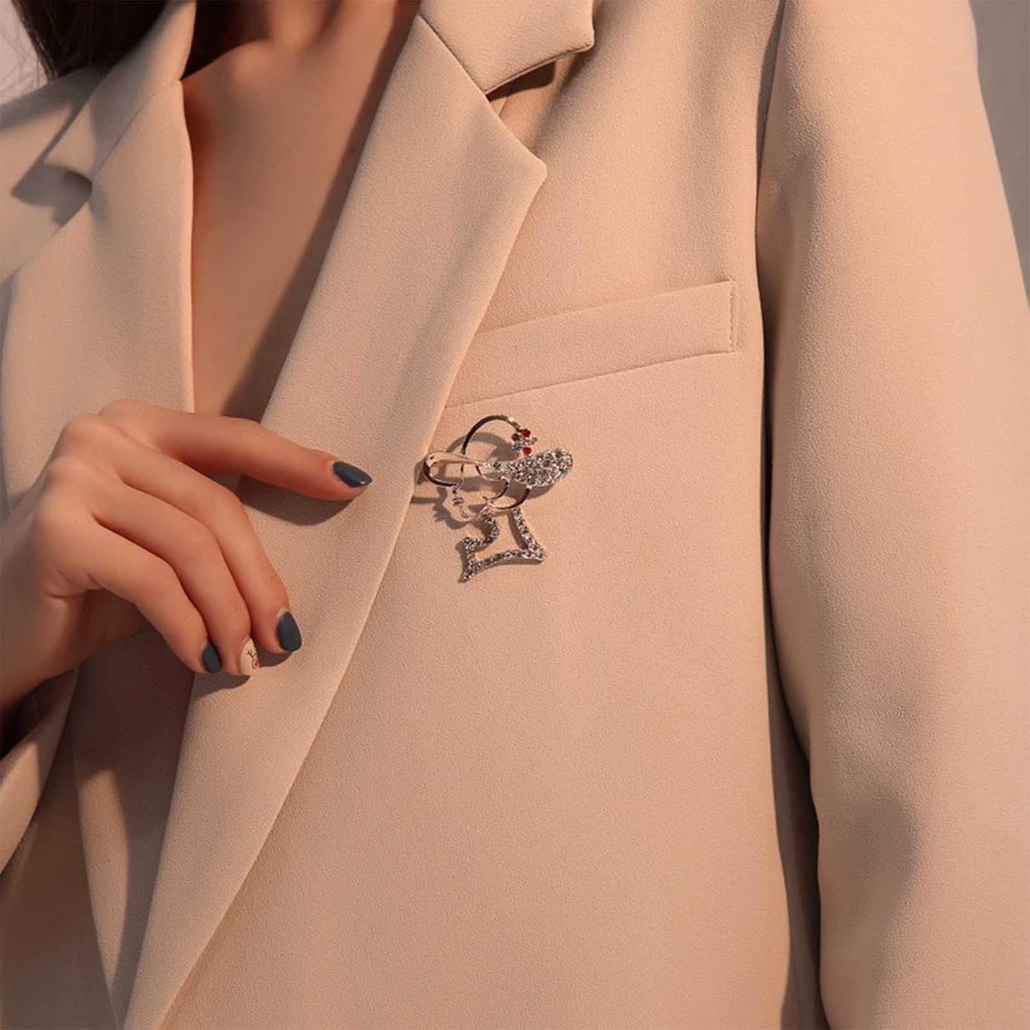 Rhinestone Brooch Pin Abstract Colorful Crystal Avatar Brooch Funny Lady Face Lapel Pin Wedding Bridal Bouquet Corsage Brooch Jewelry for Women Girls - Image 3