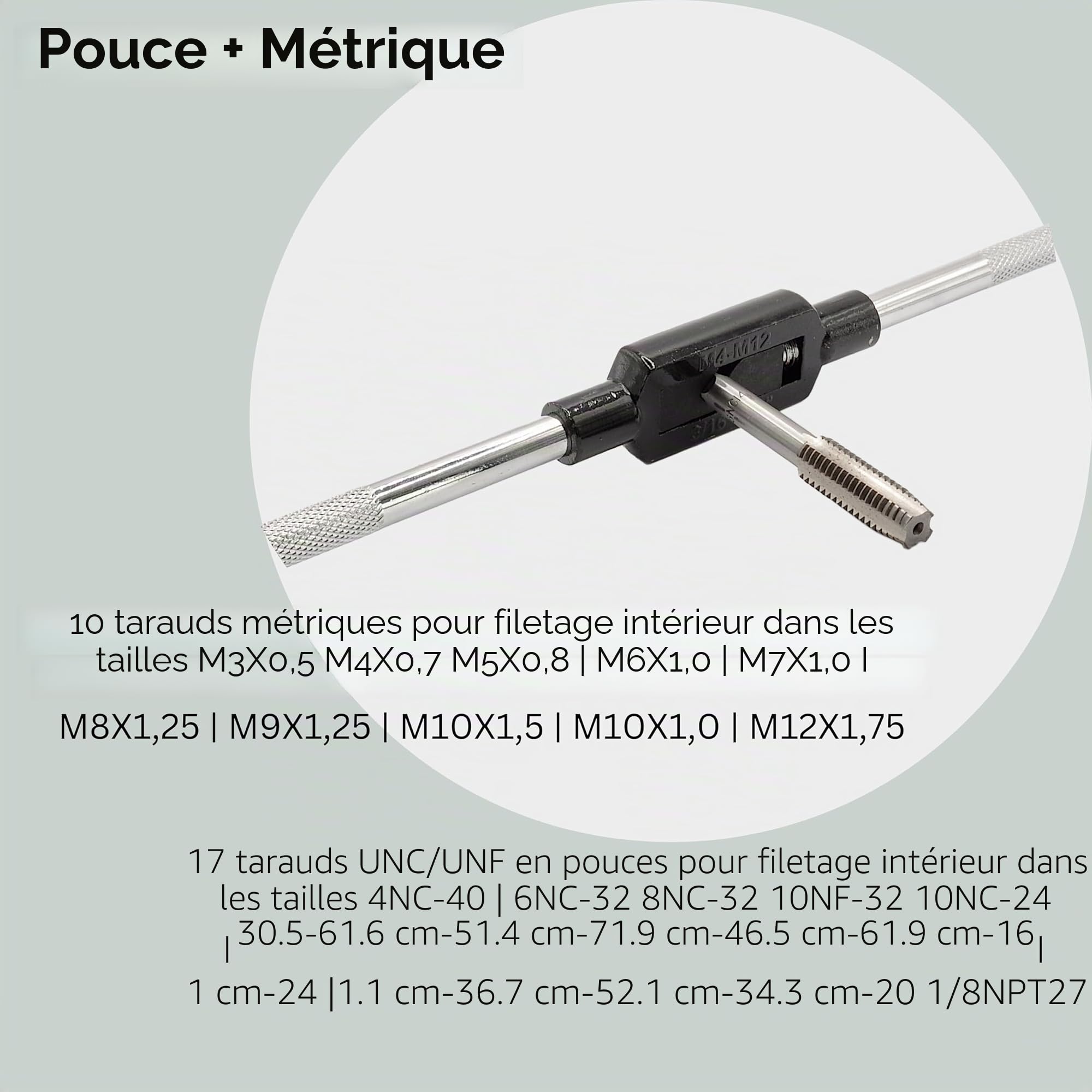Kit de tarauds | 60 pièces | Métrique | Pouces | Kit complet | Filetage grossier UNC | Filetage fin UNF | Jeu de tarauds 60 pièces | Jeu de tarauds | Tarauds