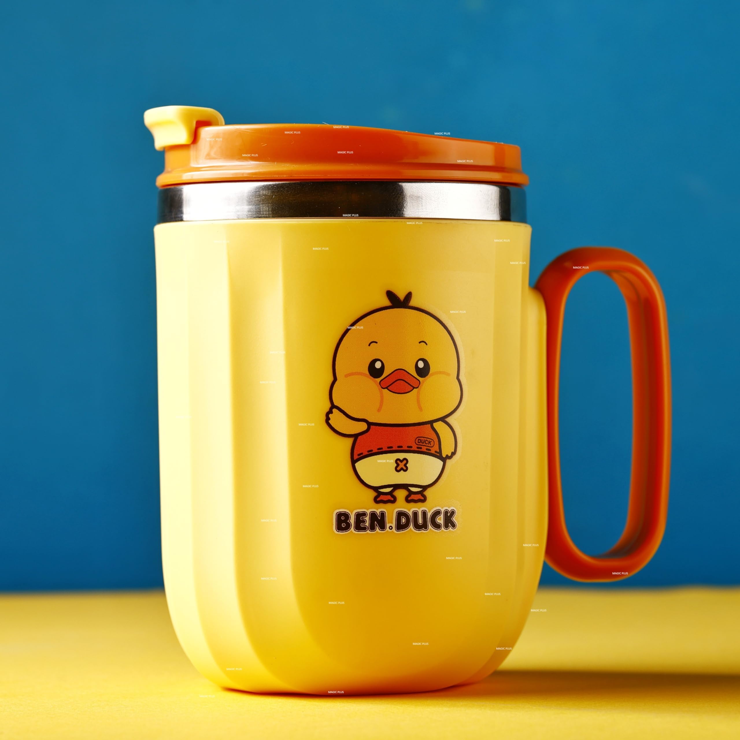 MAGIC PLUS Milk Mug for Kids - Birthday Gift for Sister Brothers Kids, Spill Proof Double Insulated Stainless Steel, Keeps Drinks Hot or Cold, 400ml, Pack of 1 (Orange)