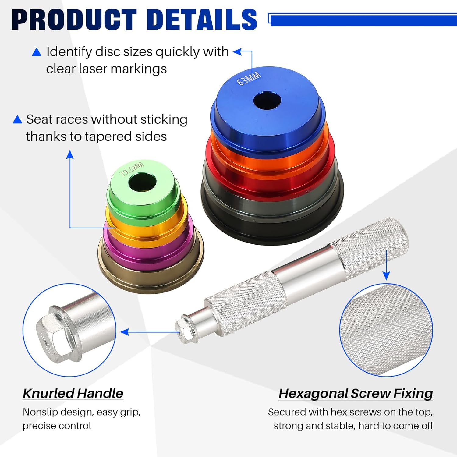 DASBET Bearing Race and Seal Driver Set, 10PCS Bearing Press Kit with Seal Driver and 9 Bearing Adapters Universal Seal Installer Bearing Driver Kit for Bearing Installation