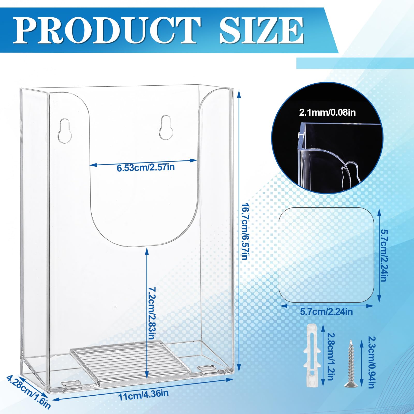 WENLISELL 5 Pack A6 Acrylic Leaflet Holder Wall Mounted, Clear Brochure Holder Wall Mounted Booklet Display Stand with Fixings, 16.5x11x4.2cm Literature Holders for Office Restaurants Reception - Image 2