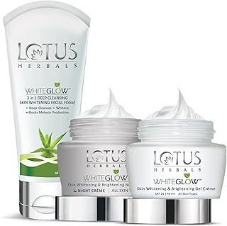 Lotus Herbals Whiteglow Day And Night Face Cream Pack with Face Wash | For Glowing Skin| For Oily, Dry & Combination Skin | Reduce Dark Spots| For Women and Men| 220g Price in India