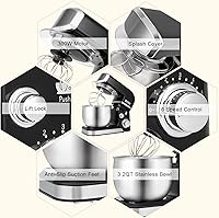 Vista 5 de Kitchen in the box Batidora de pie, pequeña, eléctrica, alimentos, 3.2 cuartos de galón, 6 velocidades, ligera y portátil, uso diario, batidor