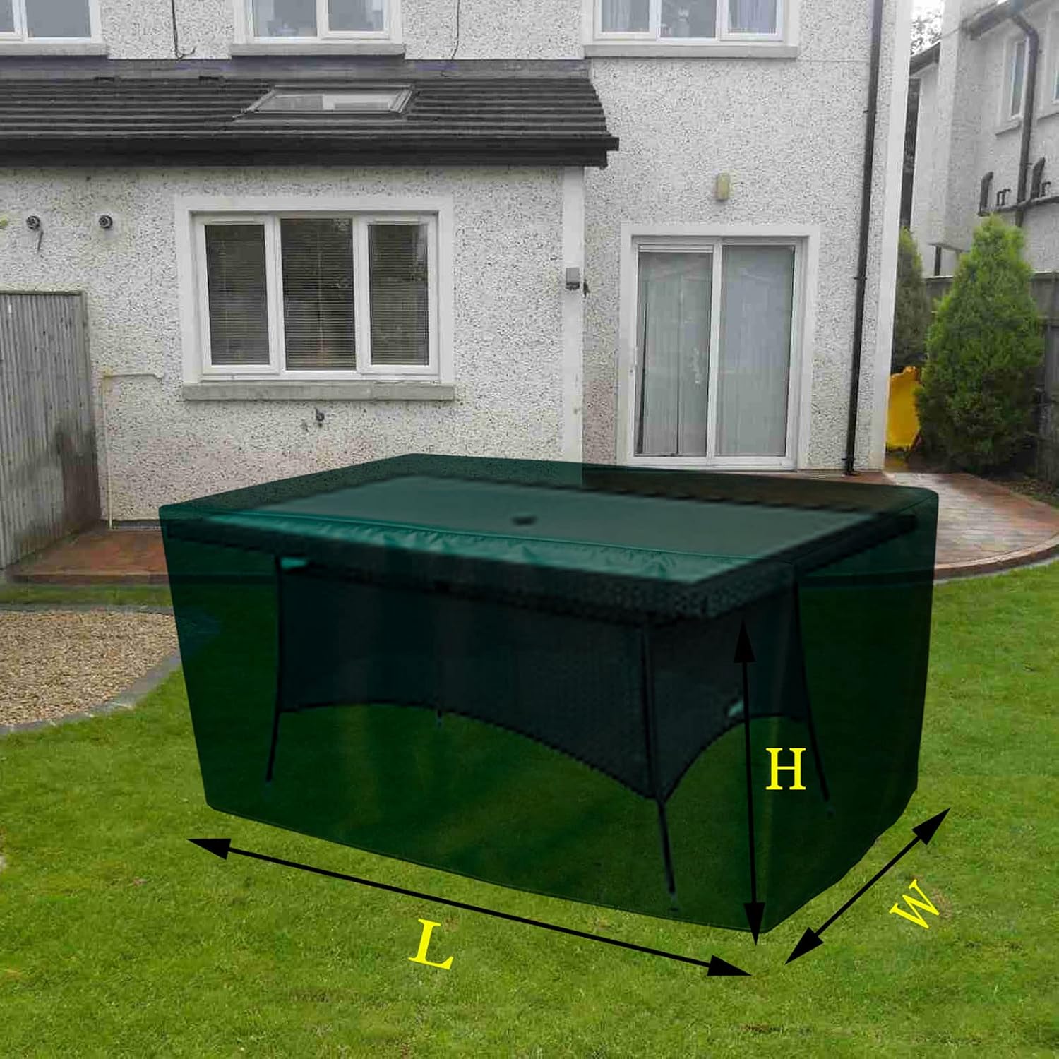 Garden Furniture Covers 79x55x35in, Waterproof, Windproof, Heavy Duty Rip Proof 420D Oxford Fabric Large Patio Set Cover, Outdoor Table Cover, Rectangular - Green.