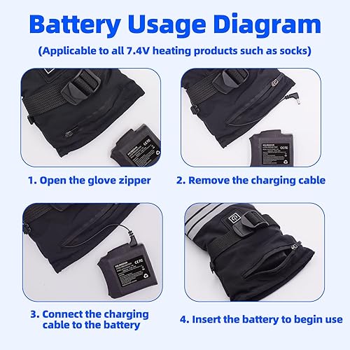 Miniatura 7 de 3500mAh*2+5000mAh*2 7.4V Lithium Polymer Batteries.Rechargeable Li-Polymer Batteries for Heated Gloves, Socks,and Jackets, Ideal for