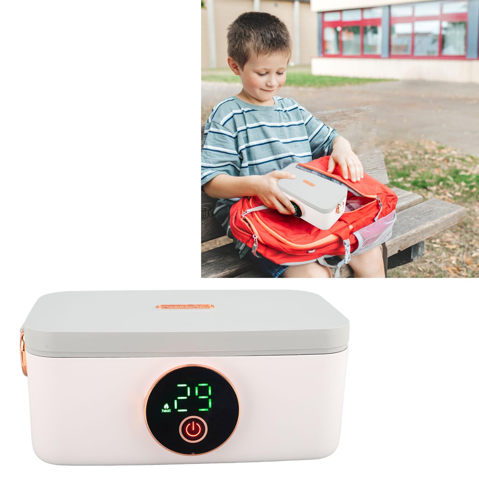 SIXRUN Lunch Box Elettrico, Scaldavivande Autoriscaldante in PP e Acciaio Inossidabile 304 con Capacità di 1 Litro per Ufficio, Campeggio, Viaggio in Auto, Lunch Box Portatile Senza Fili per Adulti