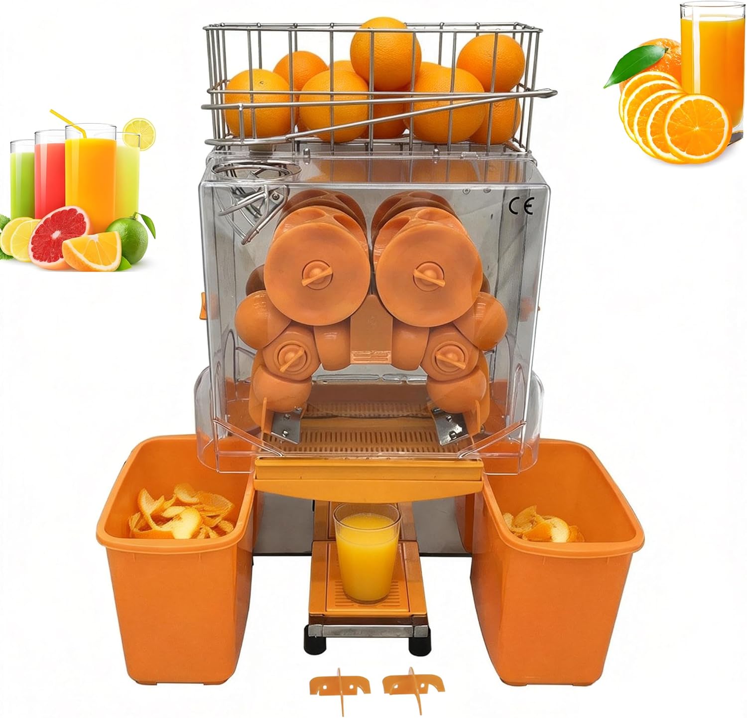 110V Automatic Commercial Orange Juicer Machine High-Speed Citrus Press Extractor for Orange Lemon Tangerine 20-22 Fruits/Min Citrus Squeezer Concave-Convex Juicing for Restaurant & Home Use