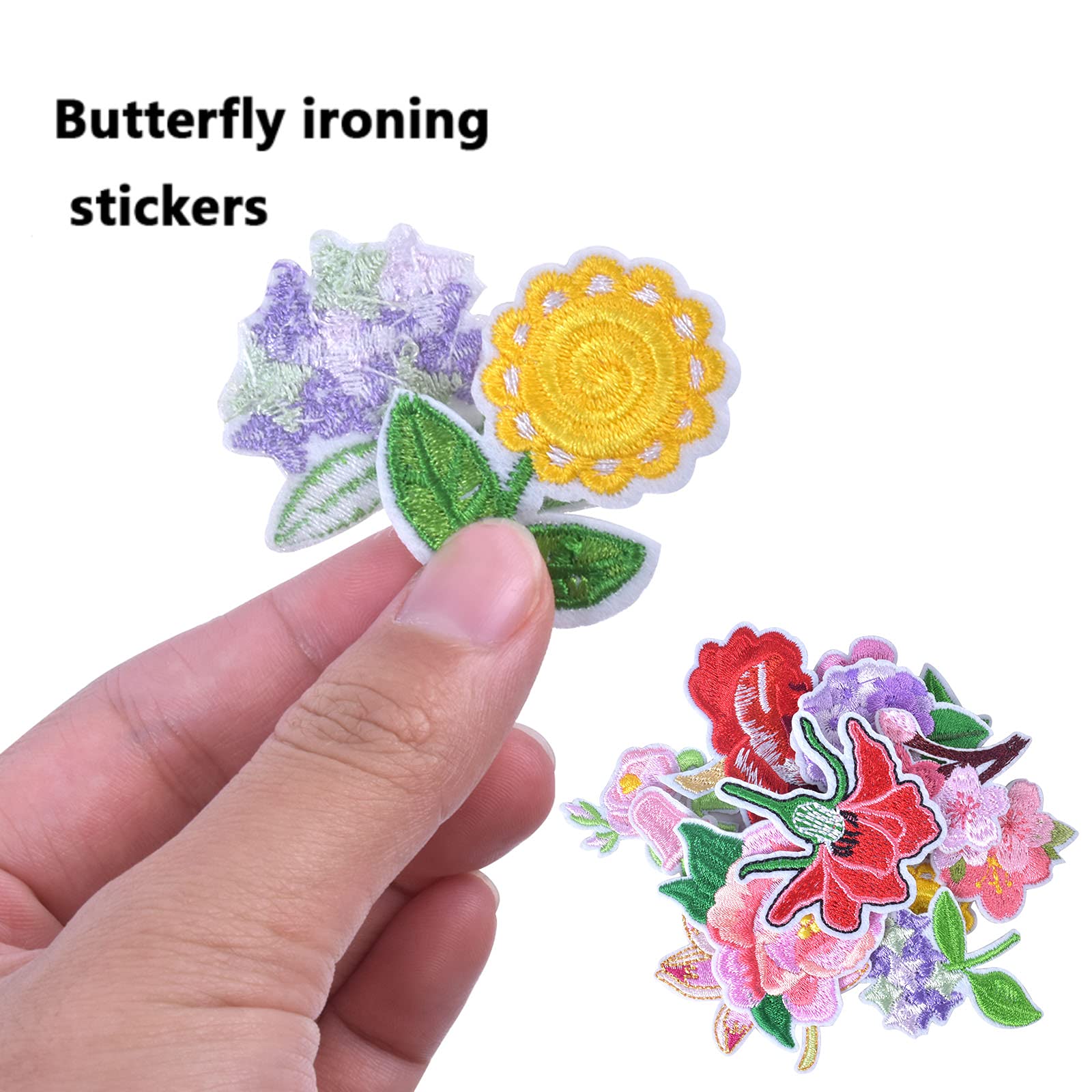 Lot De 9 Écussons Roses Brodés - Patchs Thermocollants Et à Coudre 6.5x5.7 Cm, Multicolores, Pour Customiser Vêtements Et Sacs