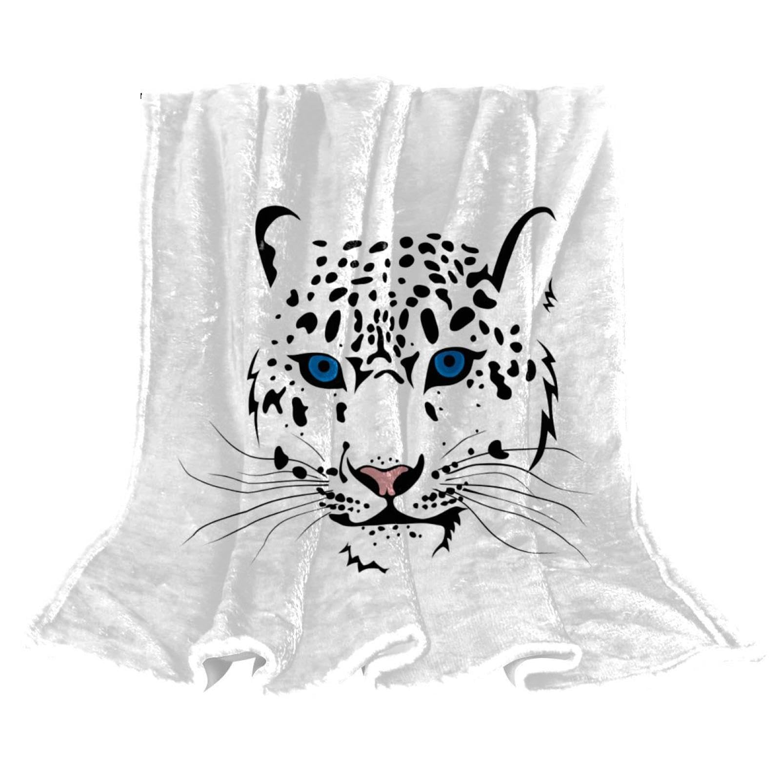 Plaid léopard blanc couverture chaude et douce pour vos soirées cocooning sur le canapé