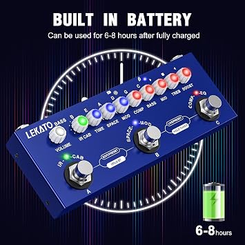 LEKATO Bass Multi Effects Pedal, Guiter Peda with IR Loading 9 AMP Models, Delay Reverb Chorus, Multi Effects Processor for Bass, Bluetooth 5.0,Recording, Built-in Battery