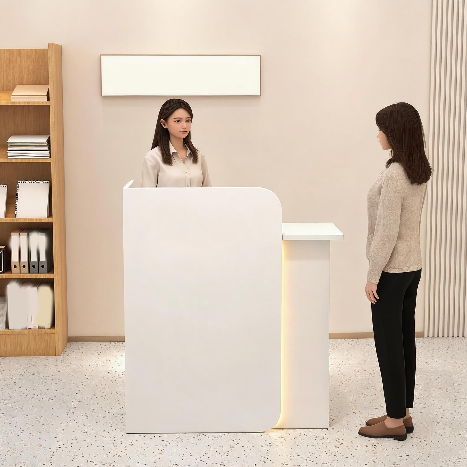 Mostrador de Recepción con iluminación LED,Mostrador Tienda Caja Mesa, Recepción Estética, con Cajón con Cerradura Mostradors de Venta Pequeño Mostradors de Tienda