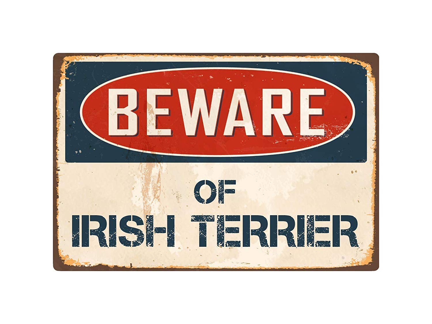 Ingzzaac Metalpostera123646 Beware Of Irish Terrier Vintage Retro Postmetal Tin Sign 8X12 Inch