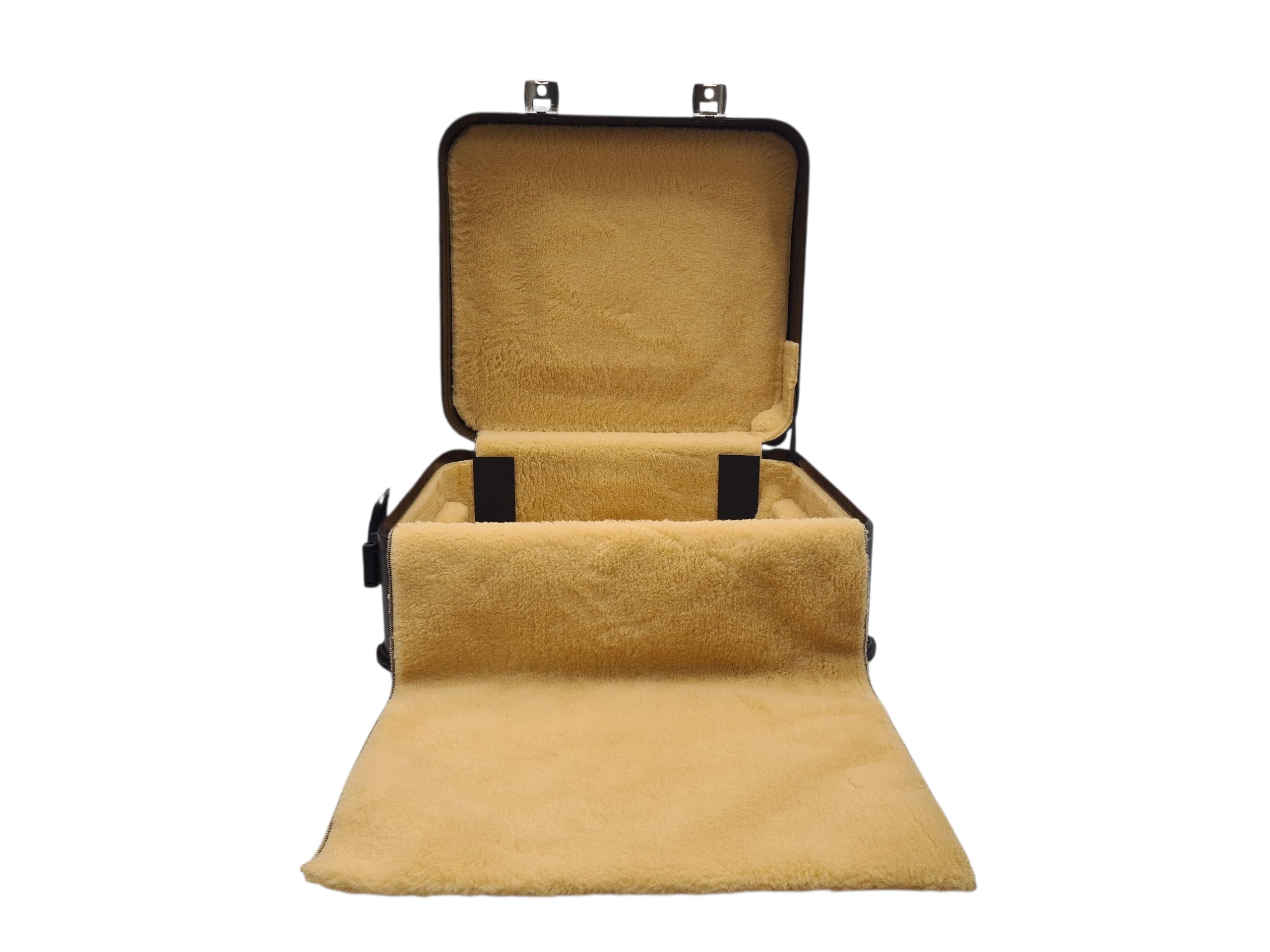 Generisch WoidBua Premium Akkordeonkoffer Trolley Braun 96 Bass Akkordeon Koffer 52x50x25 cm abschließbar Plüschpolster Rollen Griff Stabiler Holzkern Kunstleder Schutzkoffer inkl. Schlüssel
