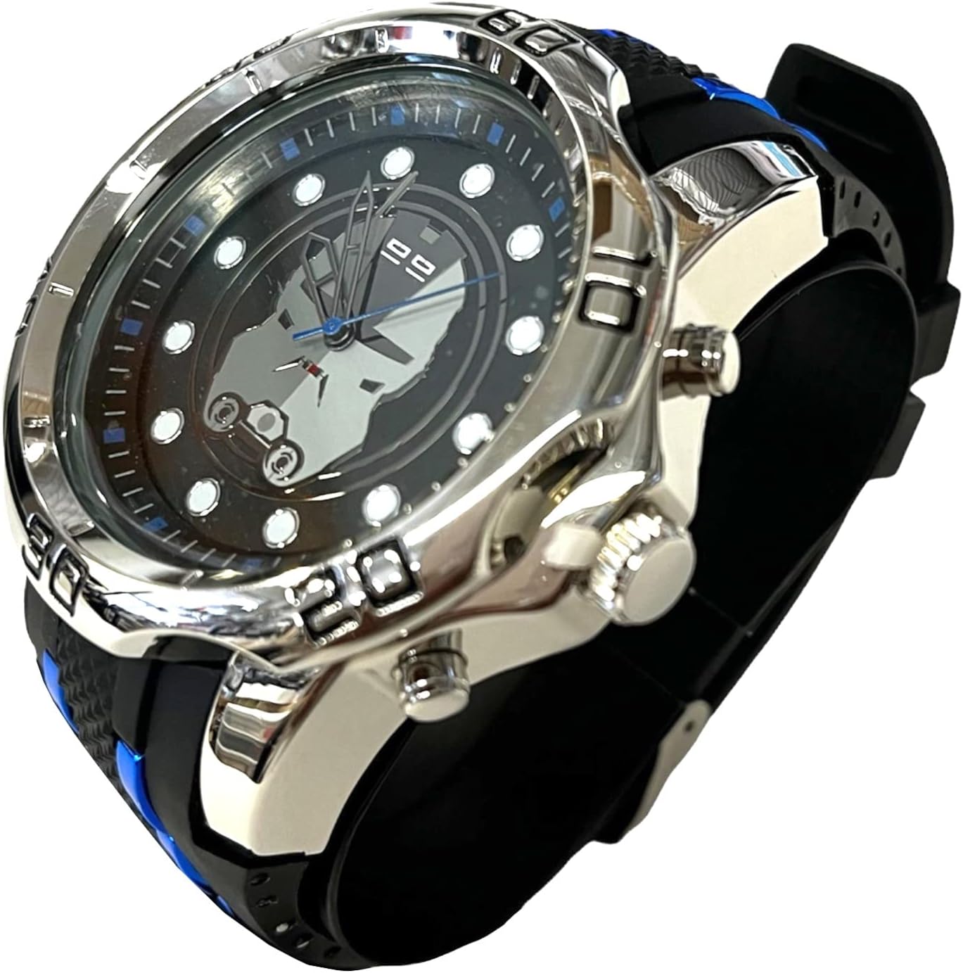 Accutime Men's Disney LucasFilm Star Wars: The Bad Batch Silver Analog Quartz Wrist Watch with Blue Accents, Black Strap for Male, Man, Adult (Model: BAD9001AZ)