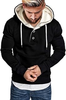 Hasagimol Hoodie Men's Pullover Fitness Hooded Pullover Contrast Colour Hoodie Slim Fit Sweatshirt Classic Spring Autumn Long Sleeve with High Collar Hooded Sweat