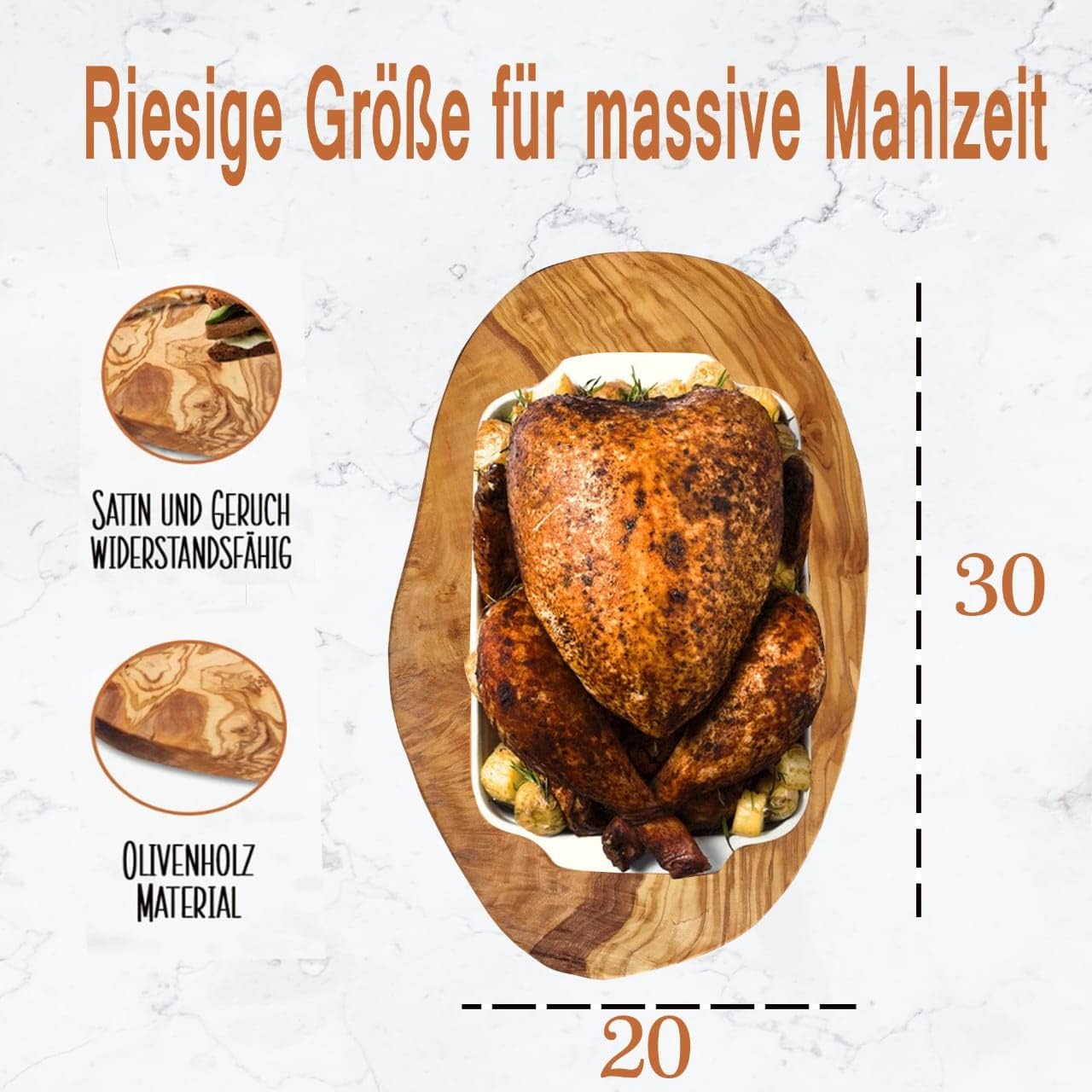 Brett aus Olivenholz, Olivenholzbrett Schneidebrett, Holzbrett, Frühstücksbrett, Steakbrett, Naturschnitt (23 cm *13 cm +- 2 cm)