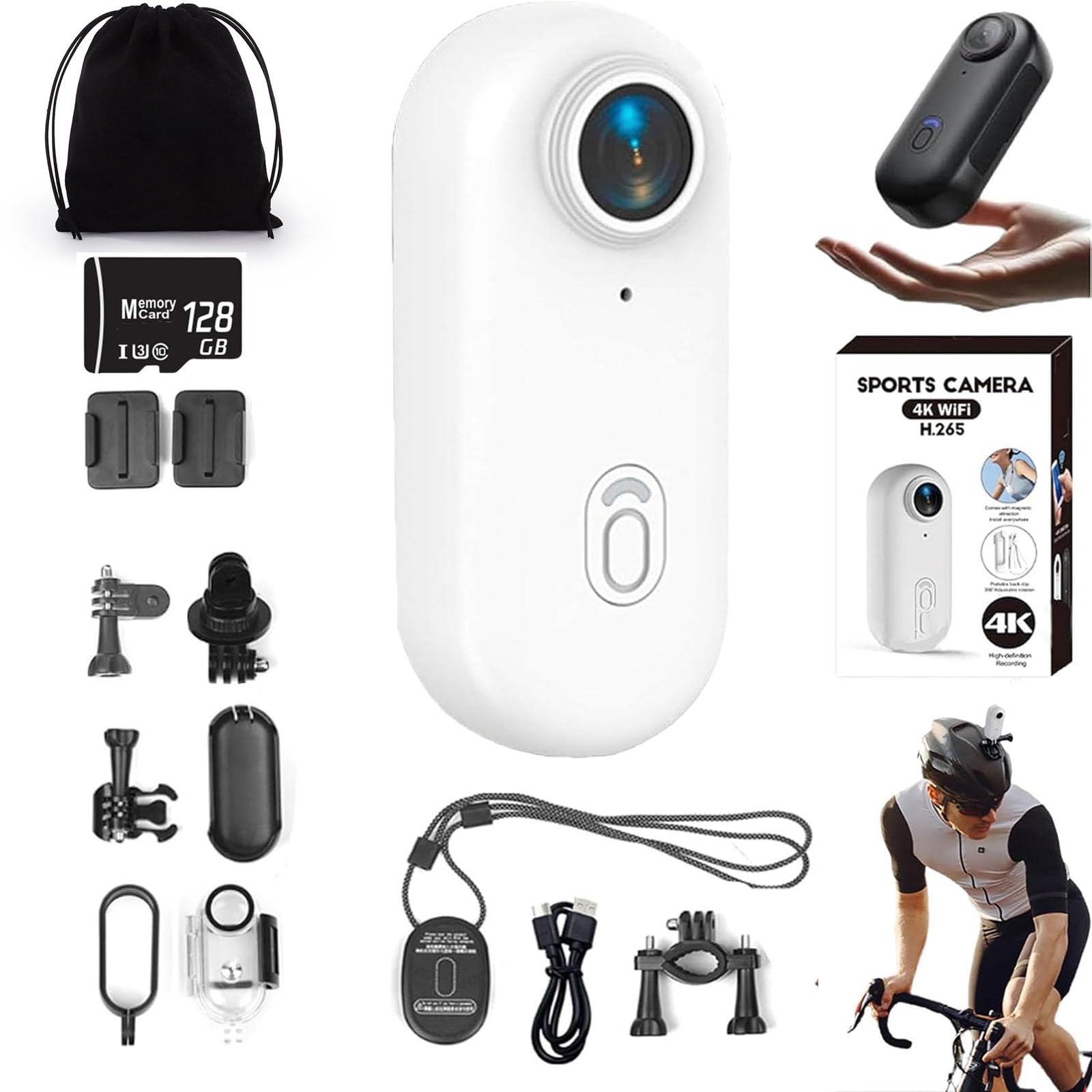 4K Waterproof POV Capture Pro, 128GB POV Pro, 2026 New Thumb Action Camera, Ultra Wide Angle Mini Body Camera, Wearable Video Recording for Vlogging, Cycling, Diving (White 4K+128GBMemory Card)-image-36