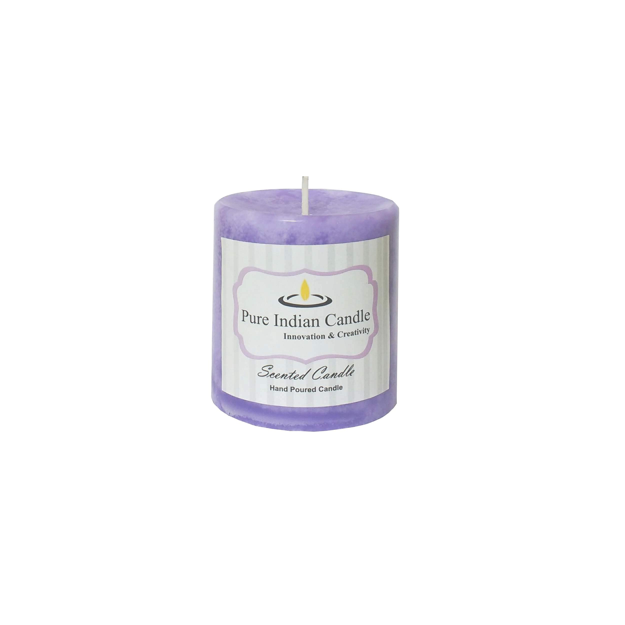 Handmade Purple Sugar Lemon Voilet Vanilla Cream Scented Wax Pillar Candle PICPC3005 (Burn Time 30 Hrs.)