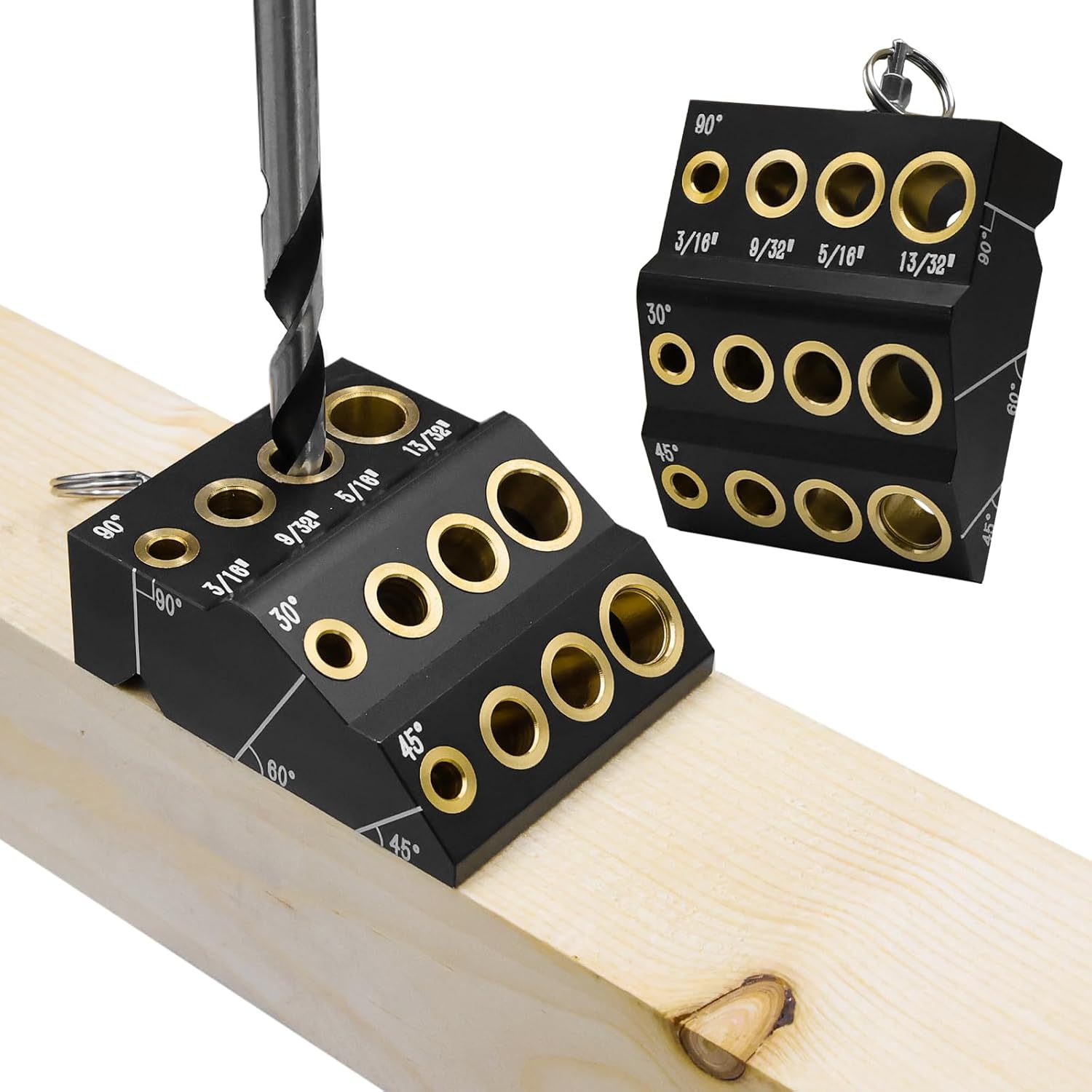 30 45 90 Degree Drill Guide for Hand Drill, Portable Metal Drill Guide Jig, Angle Drill Guide for Straight & Angled Holes - Ideal for Cable Railings, Decks and Wood Posts Drill Block