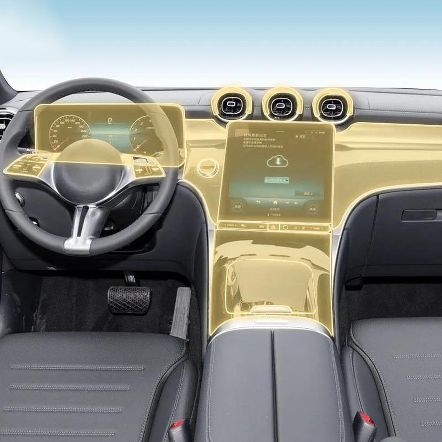 car Interior PPF Paint Protection Film Console Scratch Resistant Repair TPU Film ， for-Benz GLC W254 23-2025(for RHD/Clear)